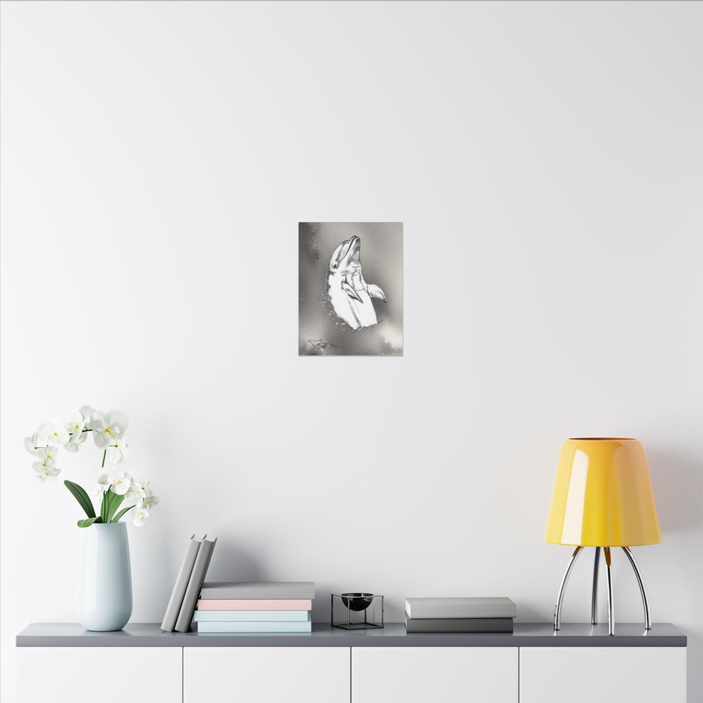Dolphin Matte Canvas 11" x 14", Stretched, 0.75"
