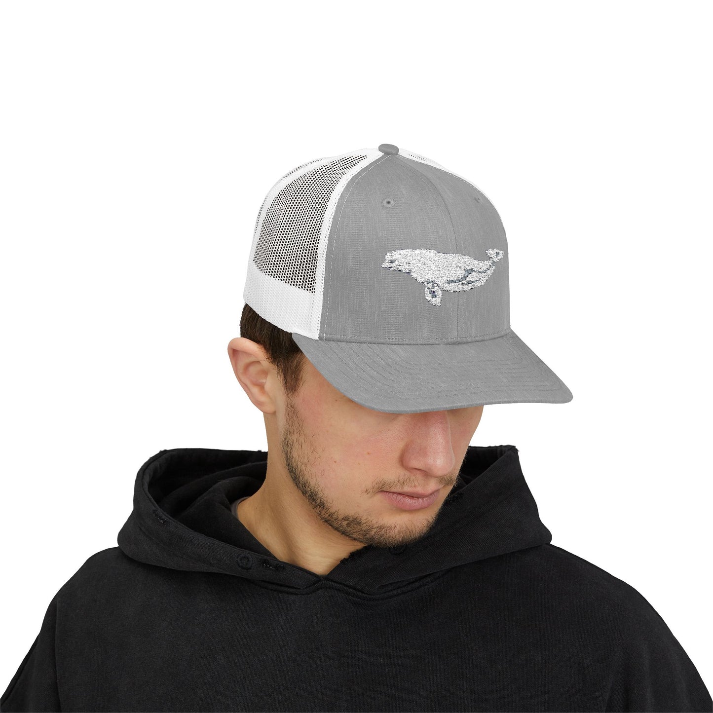 Beluga Embroidered Snapback Trucker Cap