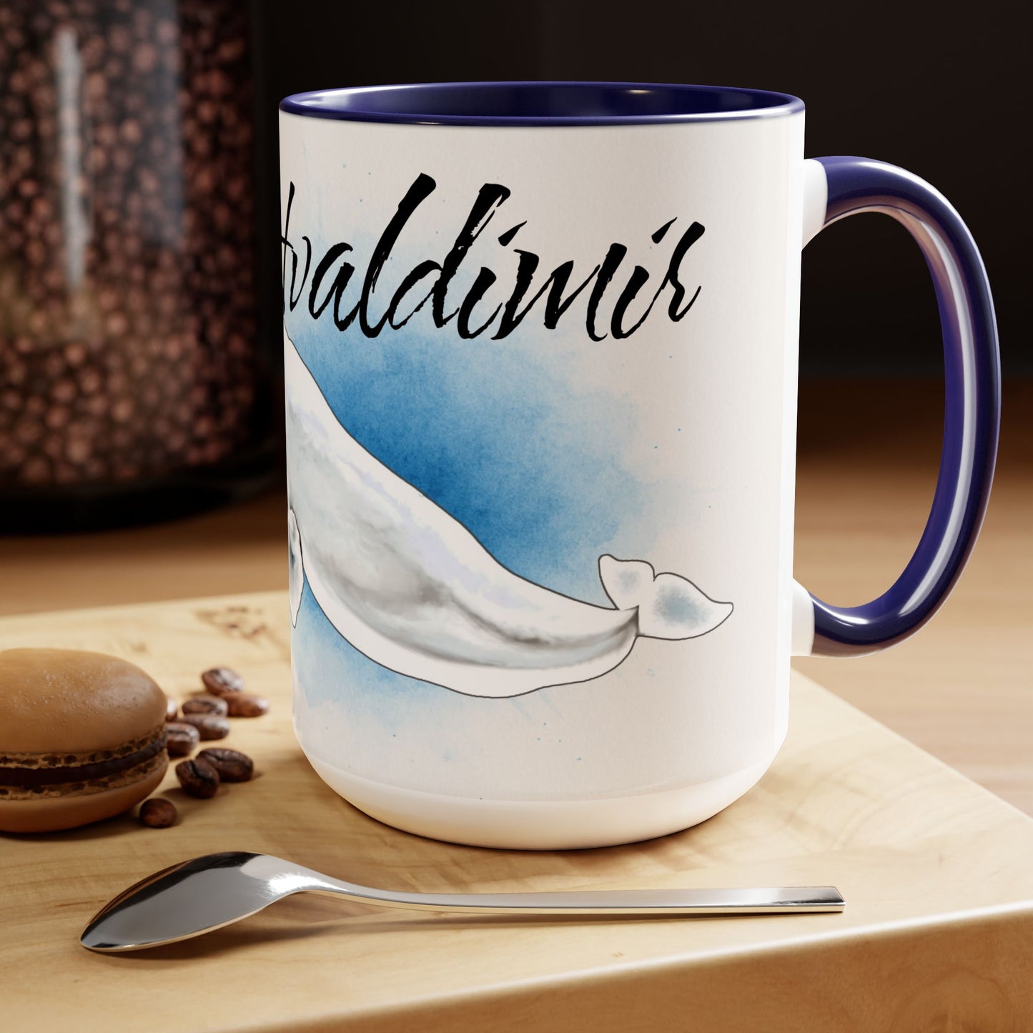 Beluga Hvaldimir Two-Tone Coffee Mugs, 15oz