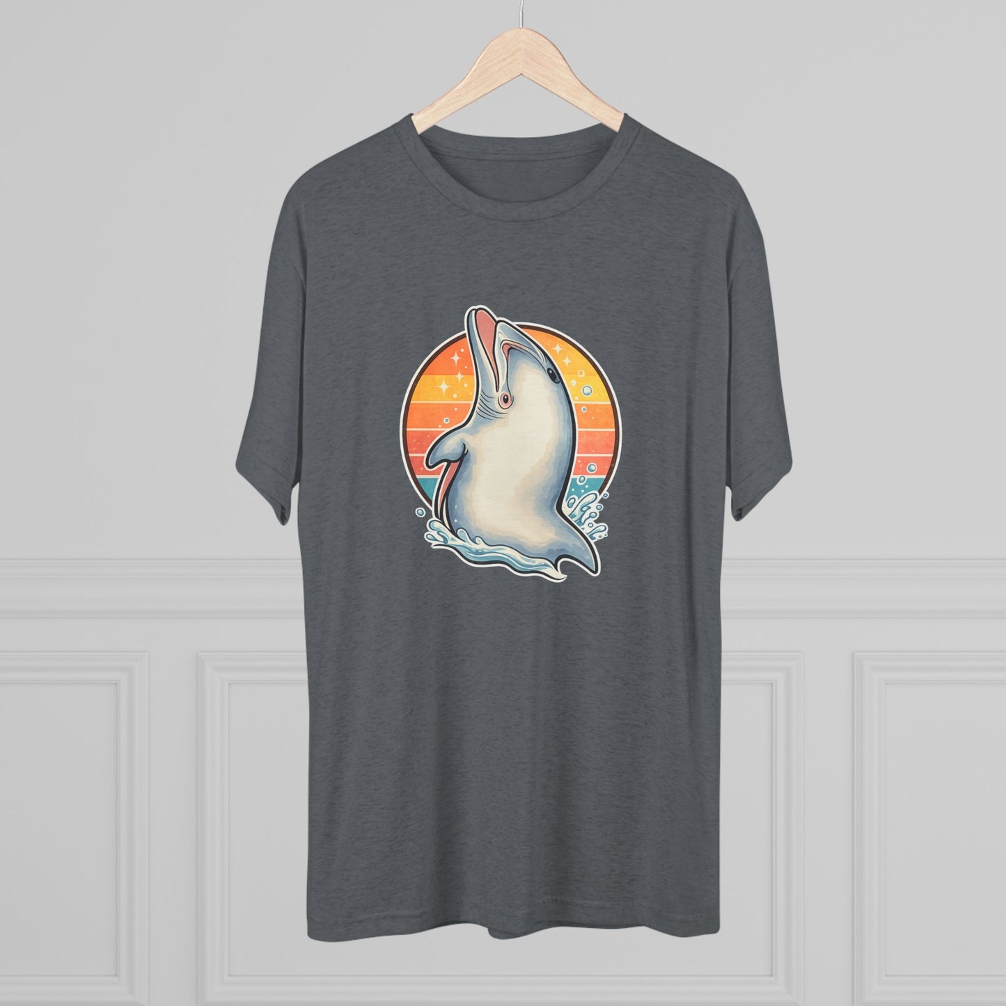Dolphin Retro Unisex Tri-Blend Crew Tee