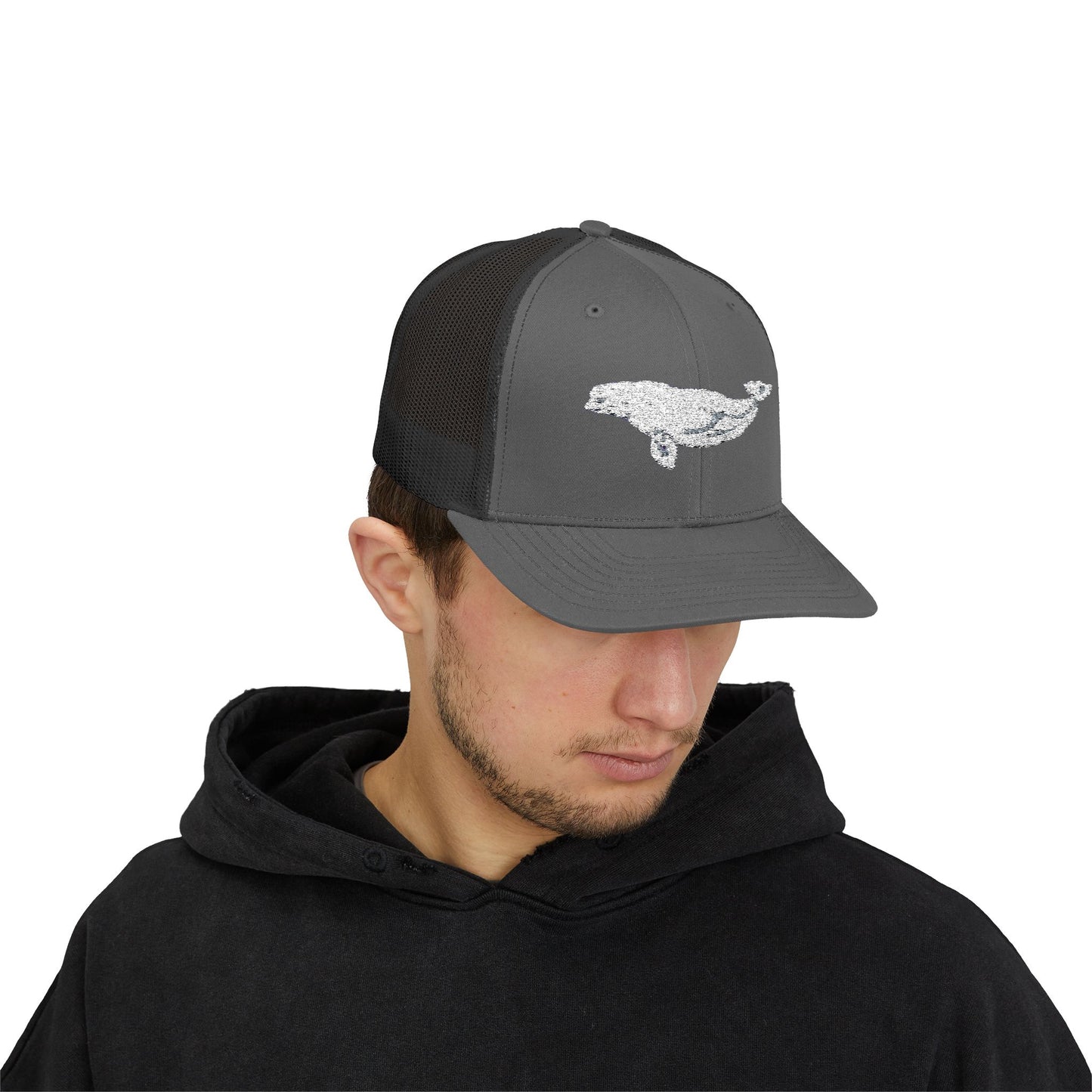 Beluga Embroidered Snapback Trucker Cap