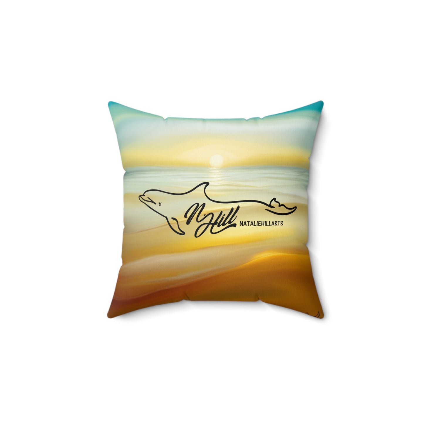 Beach Sunrise Spun Polyester Square Pillow