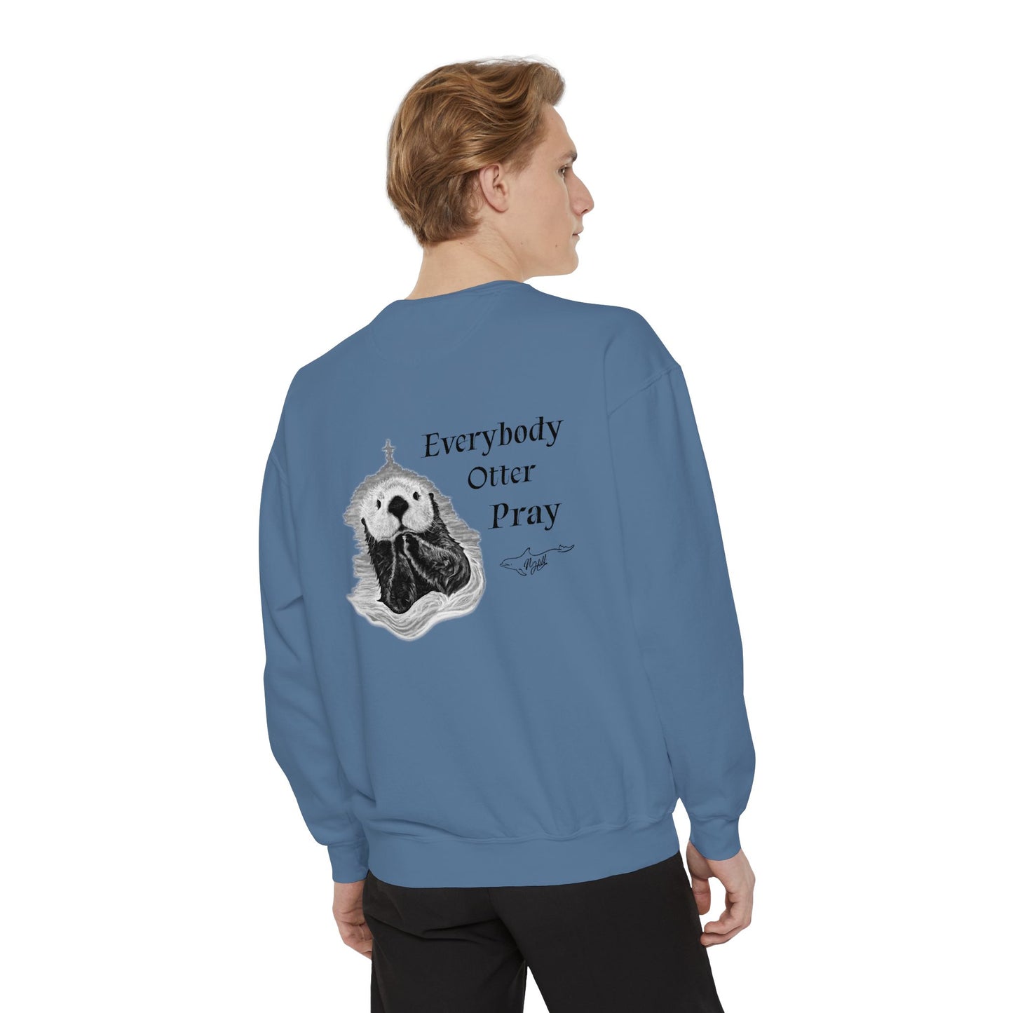 Praying Sea Otter Unisex Garment-Dyed Sweatshirt