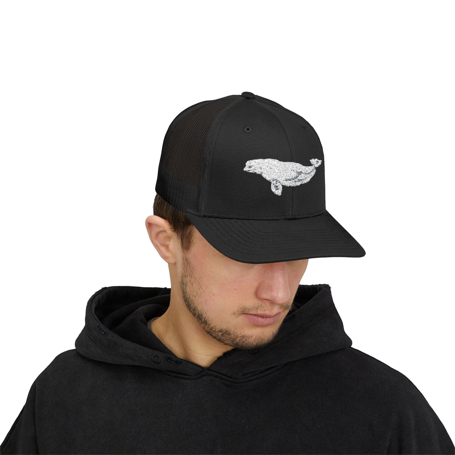 Beluga Embroidered Snapback Trucker Cap