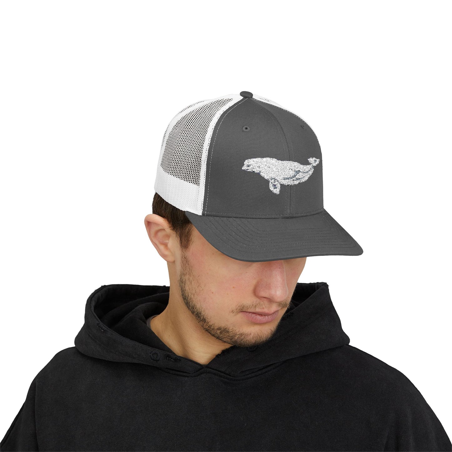 Beluga Embroidered Snapback Trucker Cap