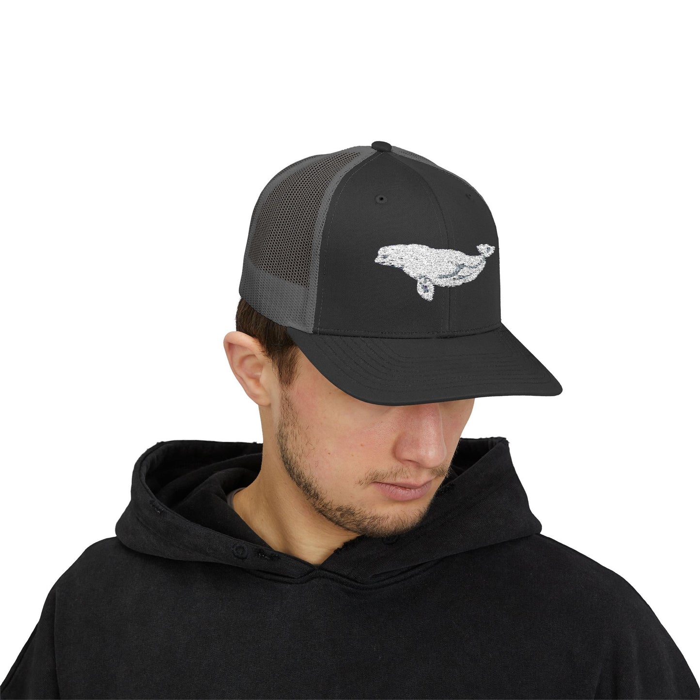 Beluga Embroidered Snapback Trucker Cap