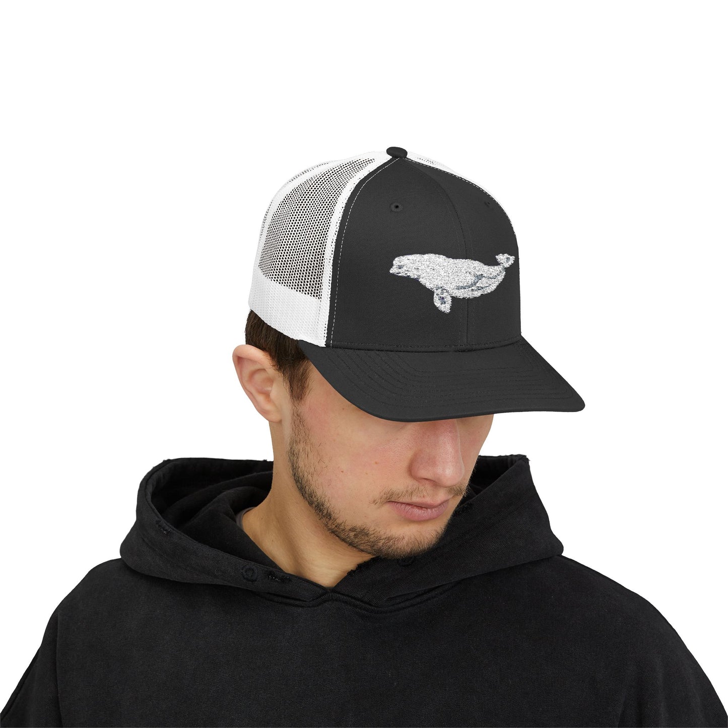 Beluga Embroidered Snapback Trucker Cap