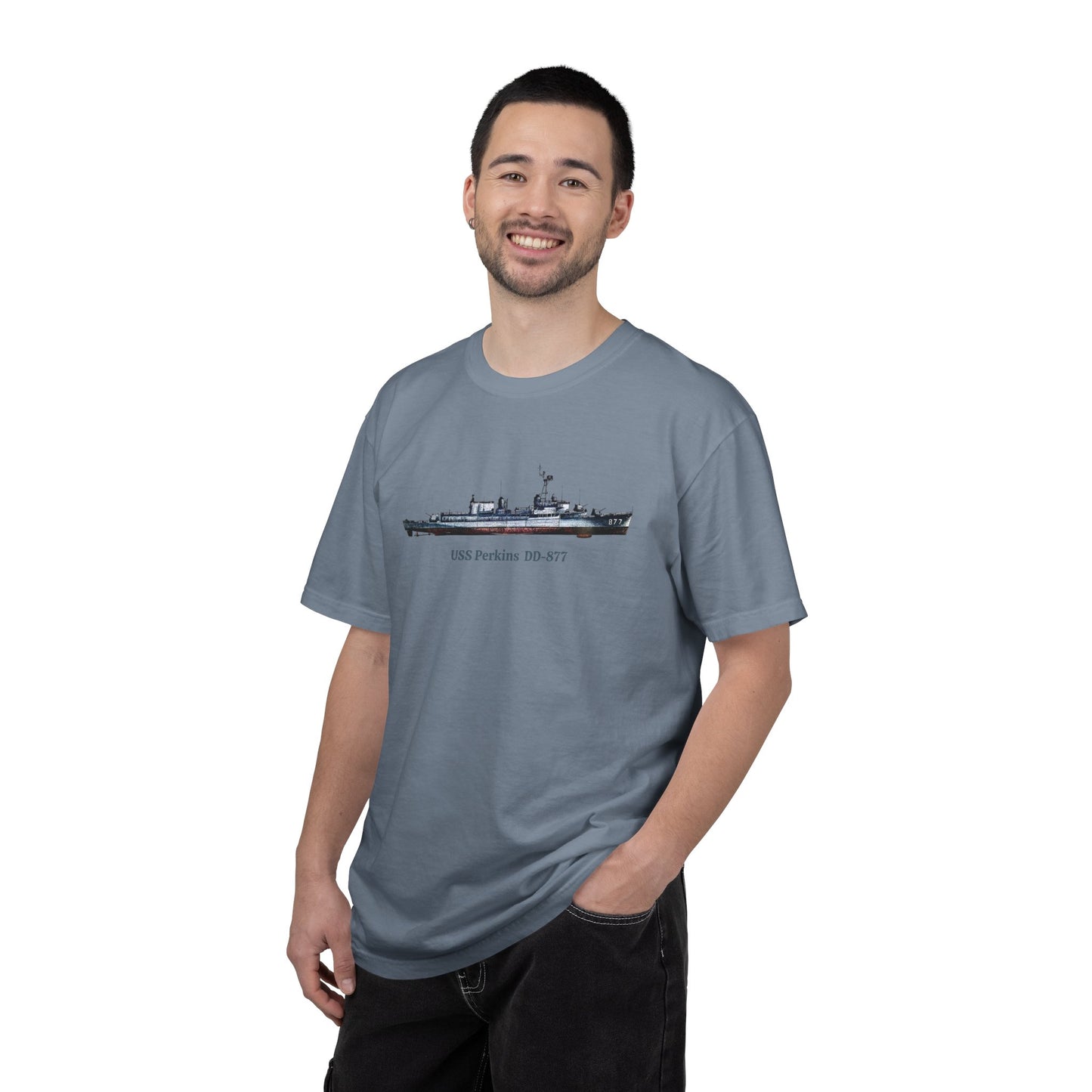 USS Perkins DD-877 Unisex Garment-Dyed T-shirt