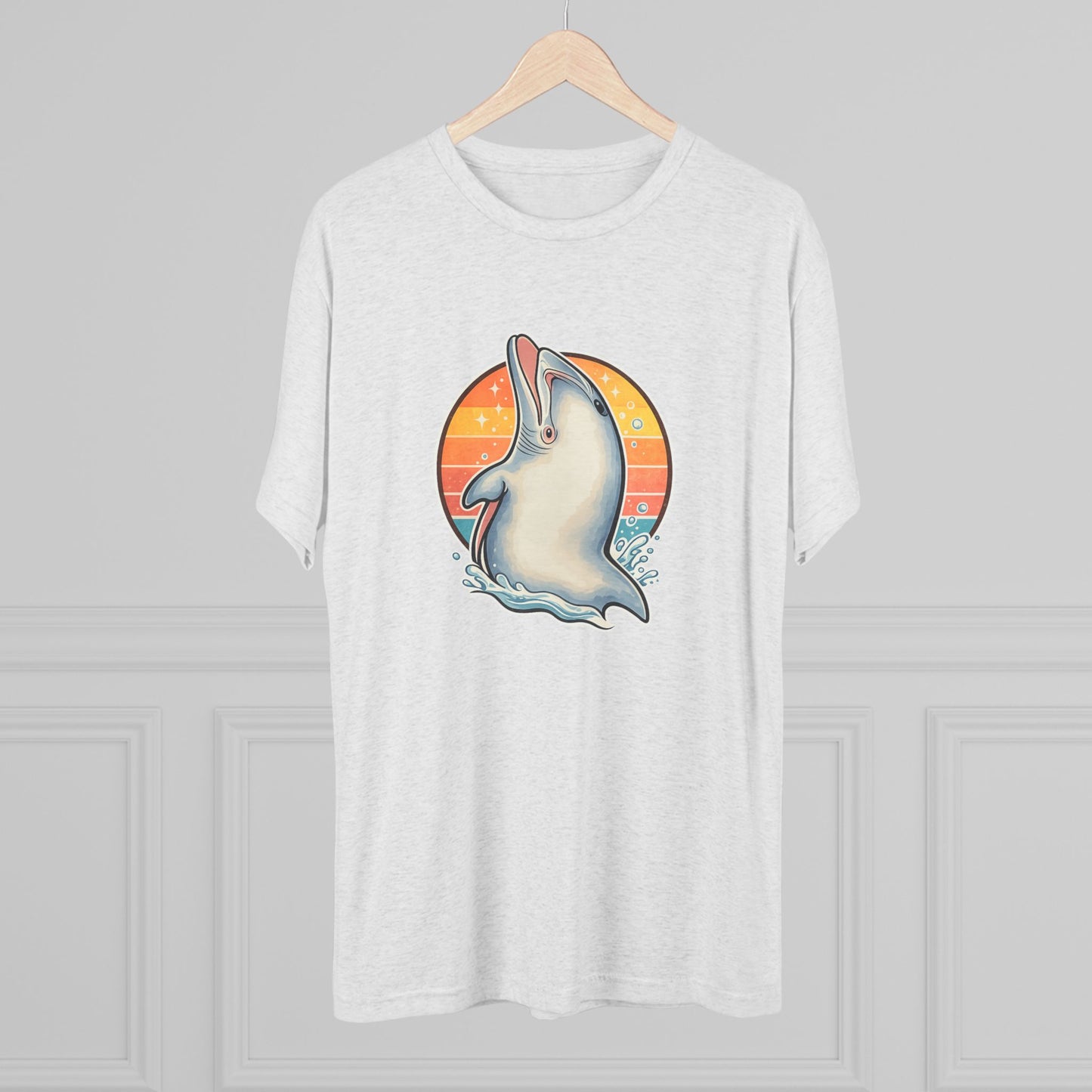 Dolphin Retro Unisex Tri-Blend Crew Tee