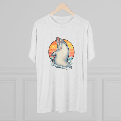 Dolphin Retro Unisex Tri-Blend Crew Tee