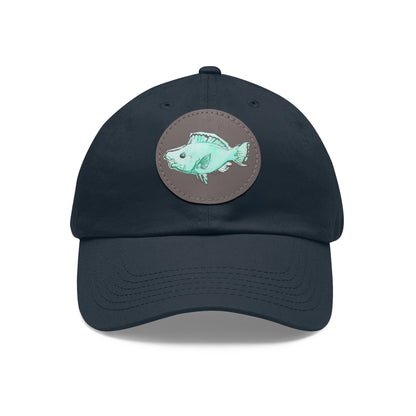 Blue Parrot Fish Hat with Leather Patch (Round)