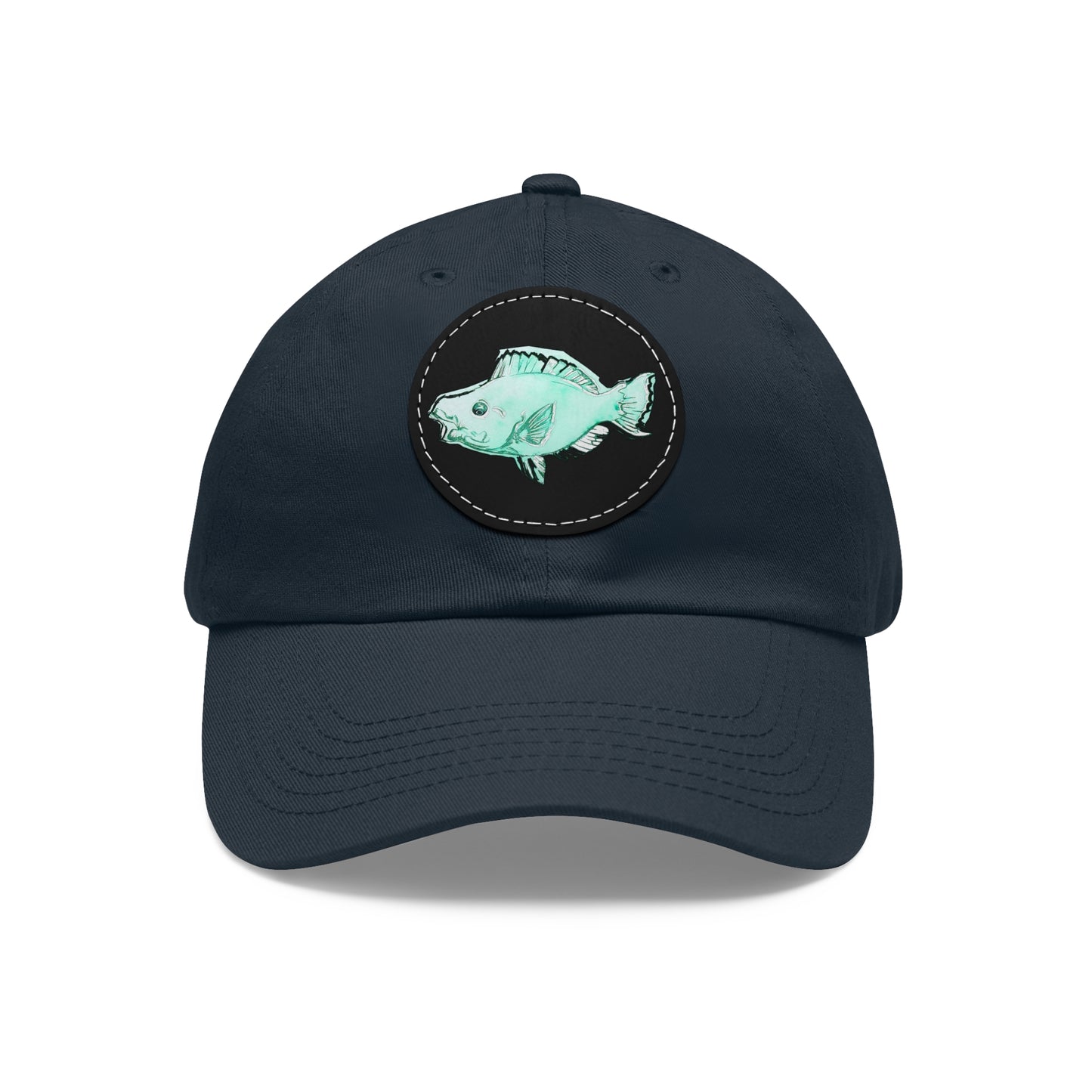 Blue Parrot Fish Hat with Leather Patch (Round)