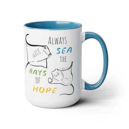 Sea Rays Two-Tone Coffee Mugs, 15oz