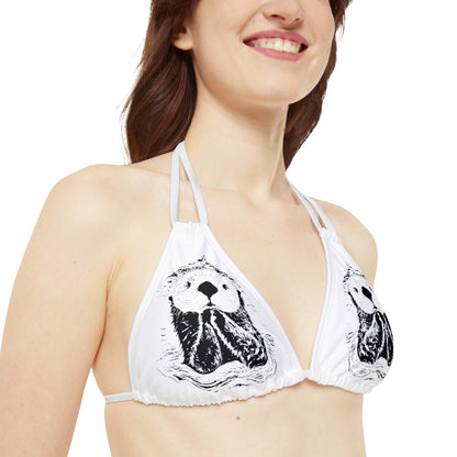 Otter Strappy Triangle Bikini Top (AOP)