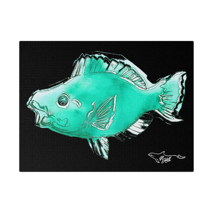 Blue Parrot Fish Matte Canvas 12" x 9", Stretched, 0.75"