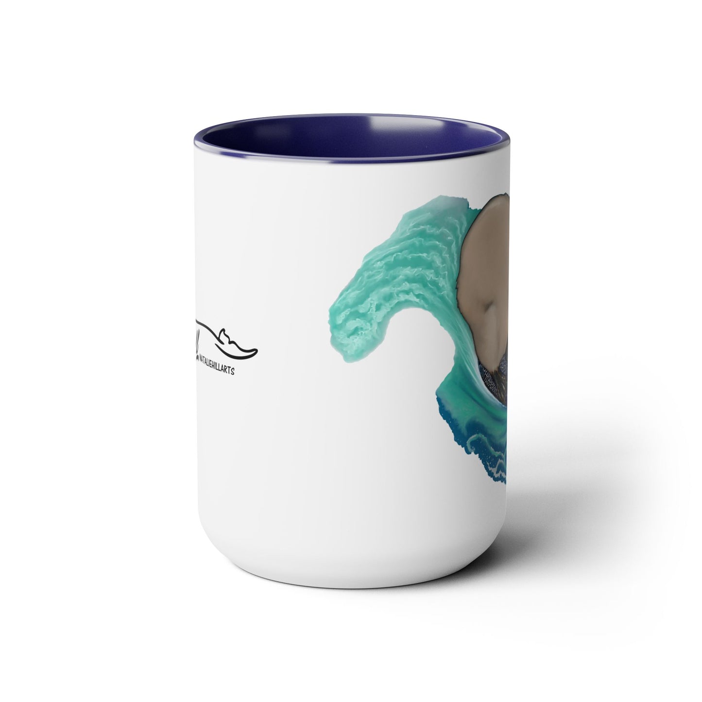 Surfing Beaver Two-Tone Coffee Mugs, 15oz