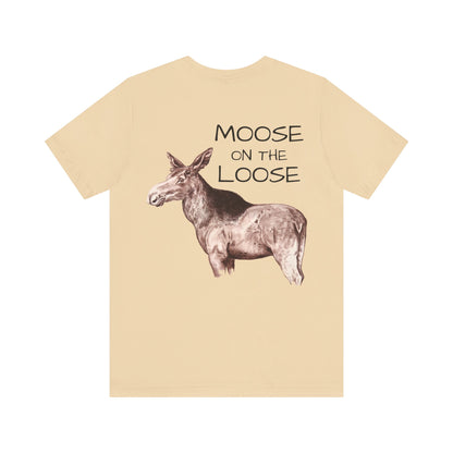 Moose On The Loose Unisex Jersey Short Sleeve Tee (Back Design)