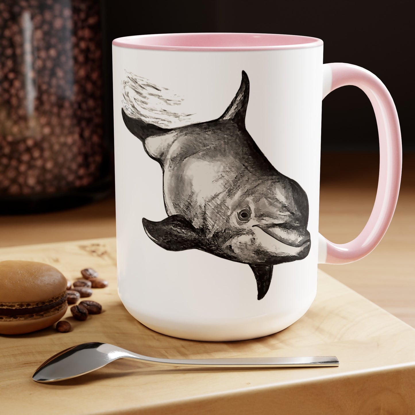 Dolphin Dive Two-Tone Coffee Mugs, 15oz