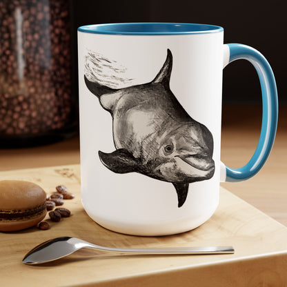 Dolphin Dive Two-Tone Coffee Mugs, 15oz