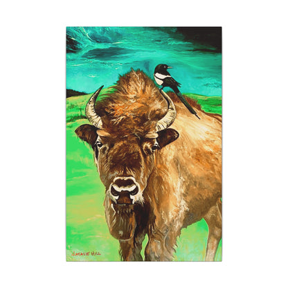 Idaho Sentinel Bison and Magpie Matte Canvas, Stretched, 0.75"