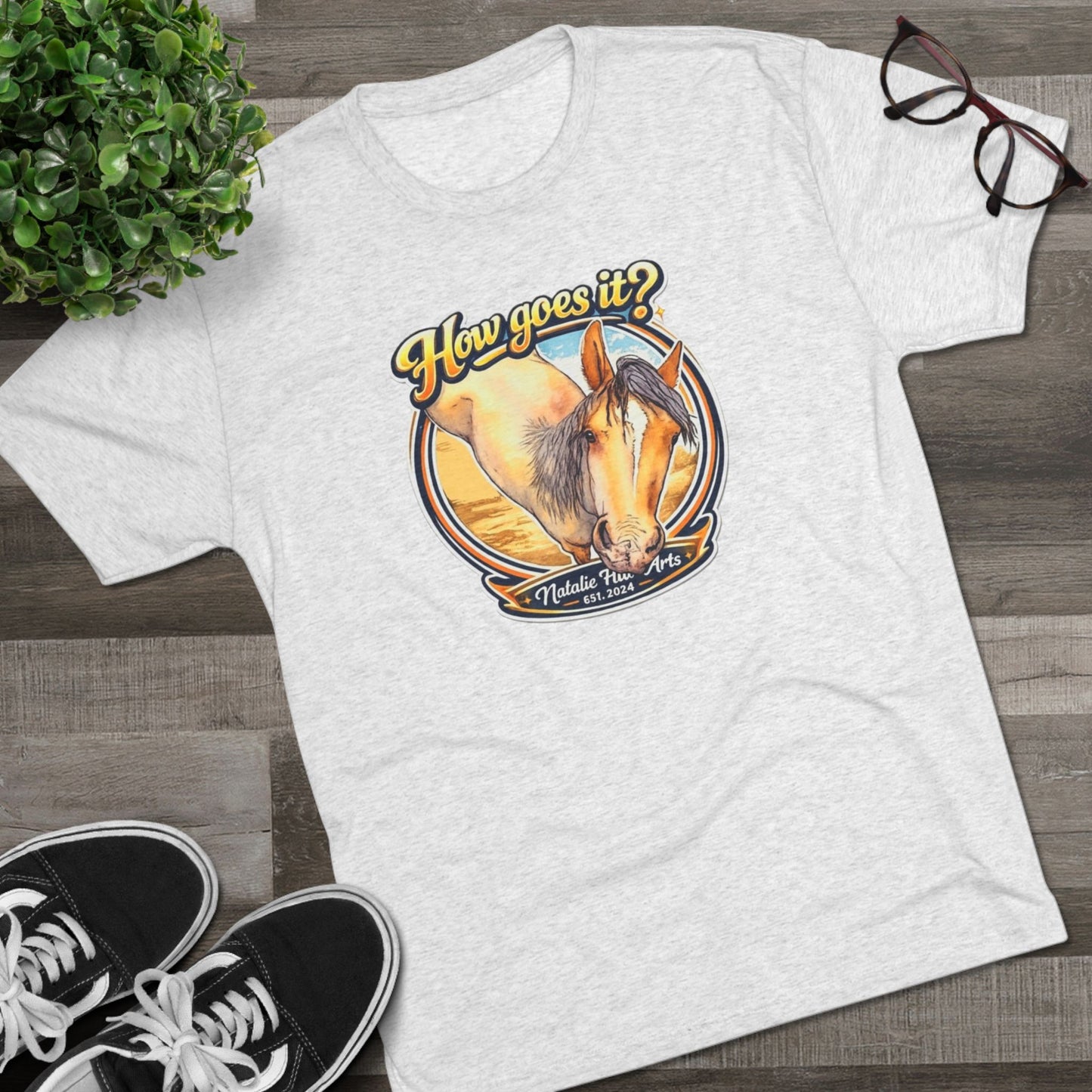 How goes it Horse  Unisex Tri-Blend Crew Tee