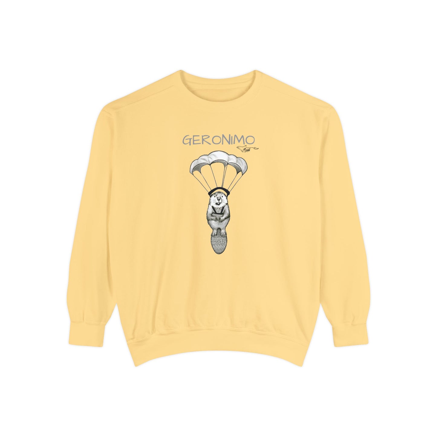 Geronimo Parachuting Beaver Unisex Garment-Dyed Sweatshirt