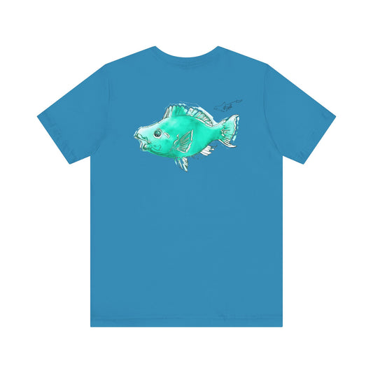 Blue Parrot Fish Unisex Jersey Short Sleeve Tee (Back Design)