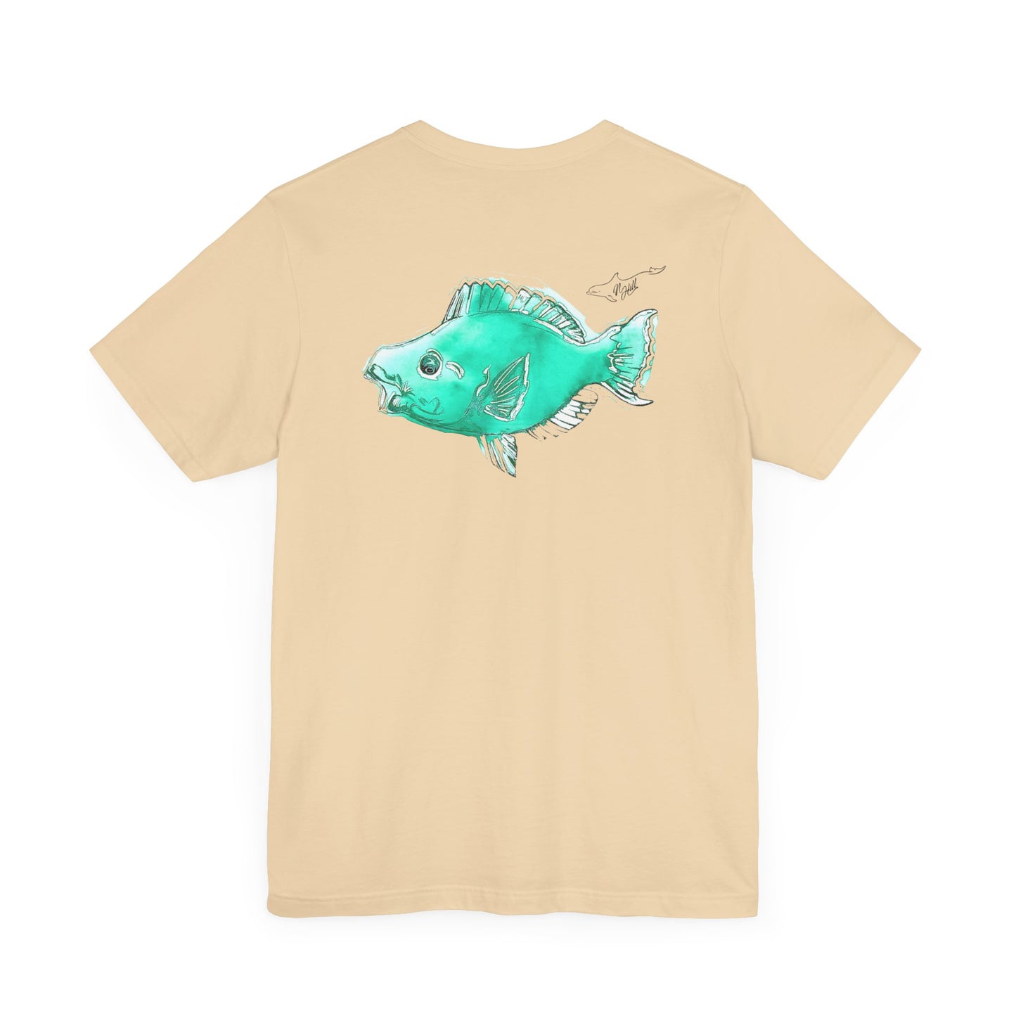 Blue Parrot Fish Unisex Jersey Short Sleeve Tee (Back Design)