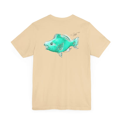 Blue Parrot Fish Unisex Jersey Short Sleeve Tee (Back Design)