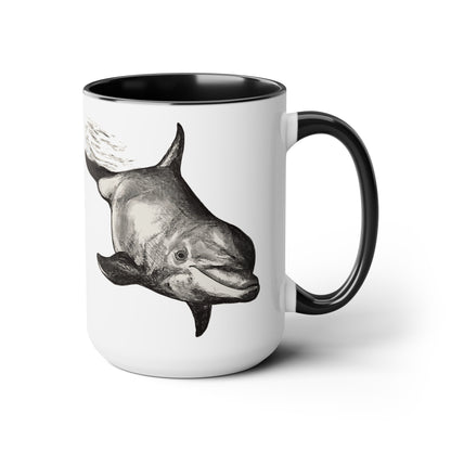 Dolphin Dive Two-Tone Coffee Mugs, 15oz