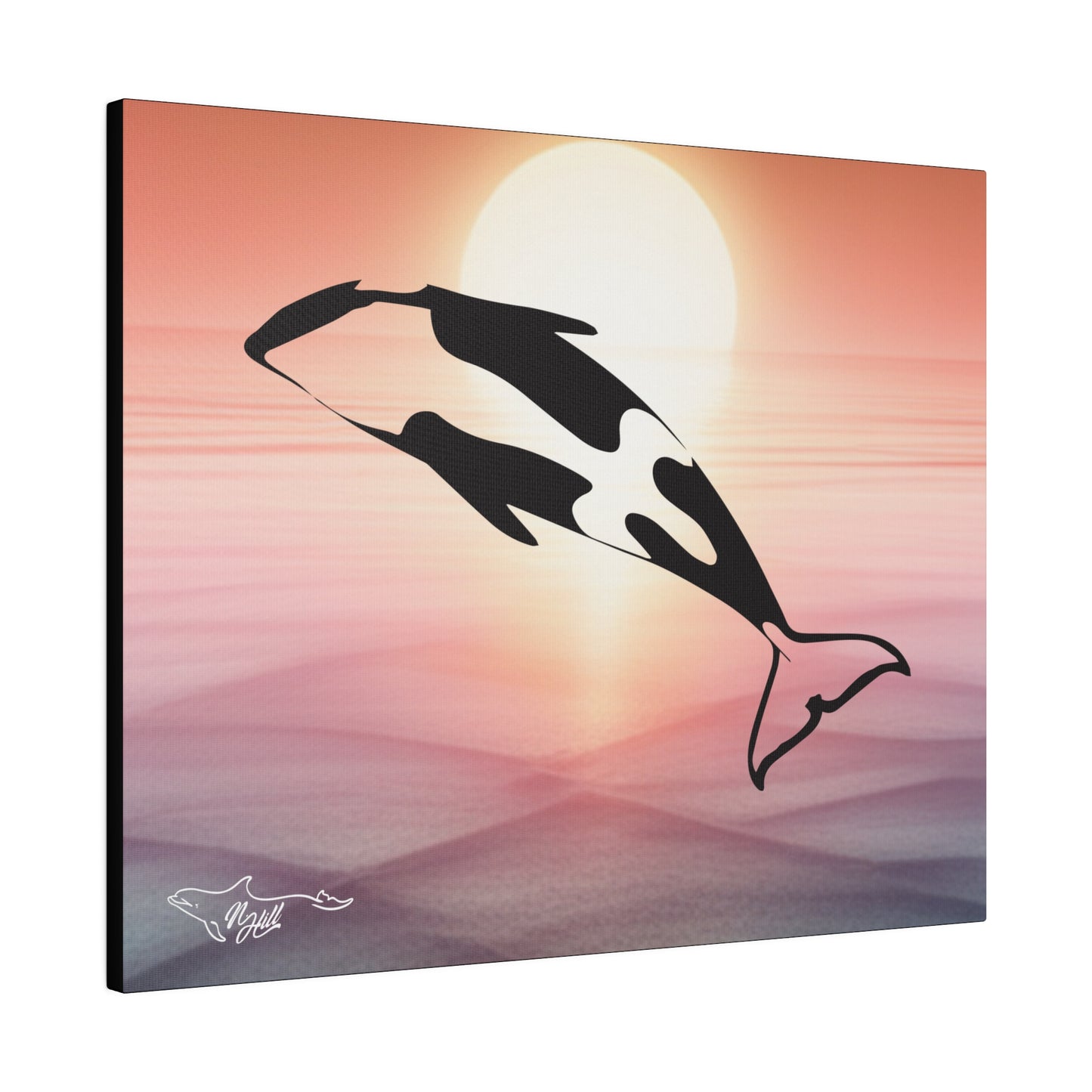 Orca Sunset Matte Canvas 20" x 16", Stretched, 0.75"