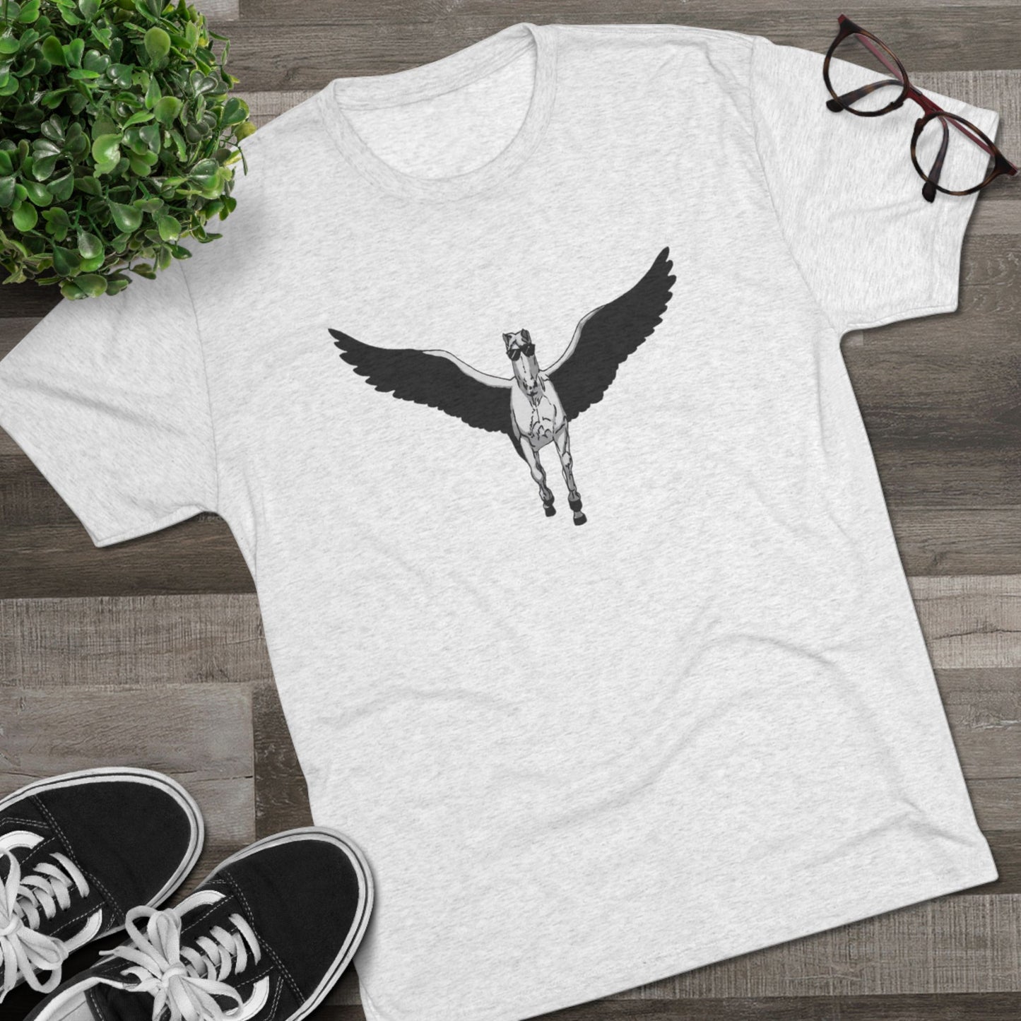 Pegasus in Sunglasses Unisex Tri-Blend Crew Tee