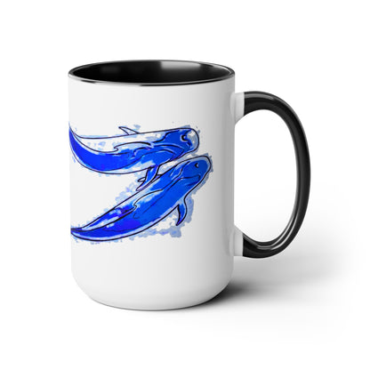 Pilot Whale Two-Tone Coffee Mugs, 15oz