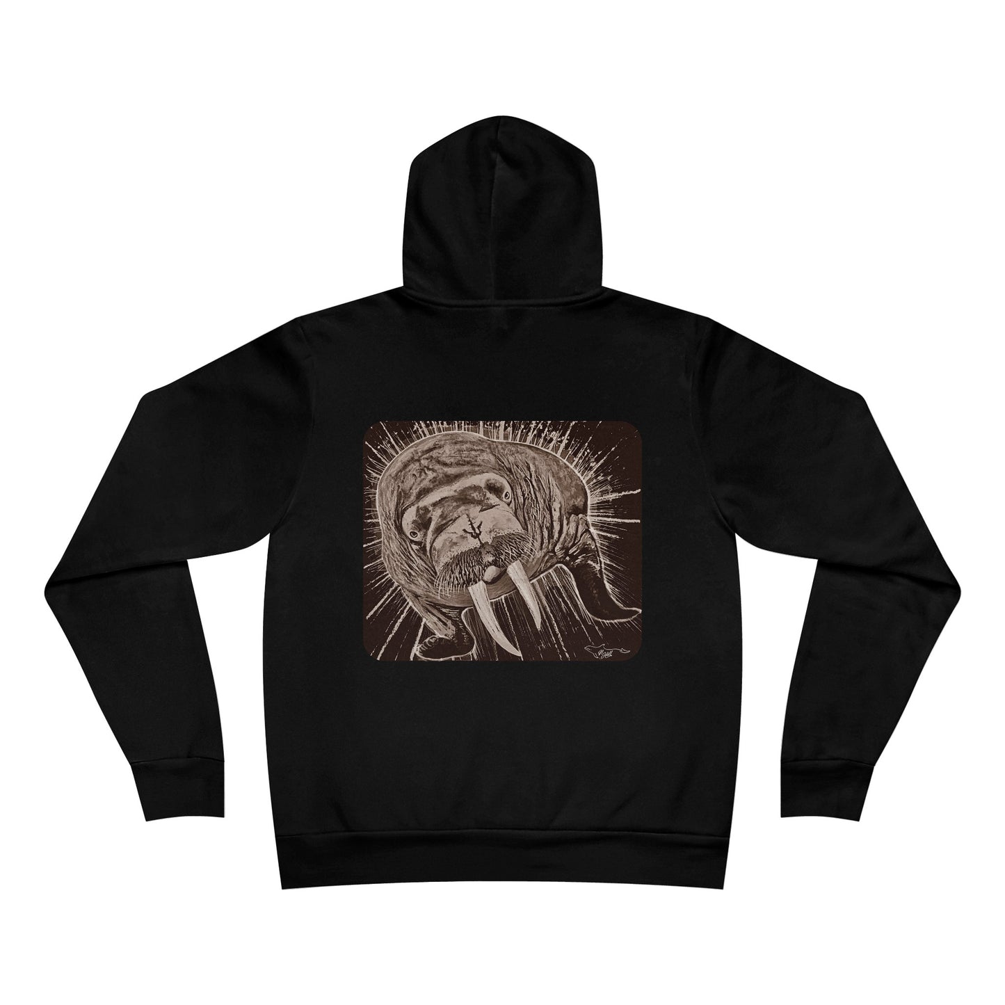 Stellar Walrus Black/Brown Unisex Sponge Fleece Pullover Hoodie