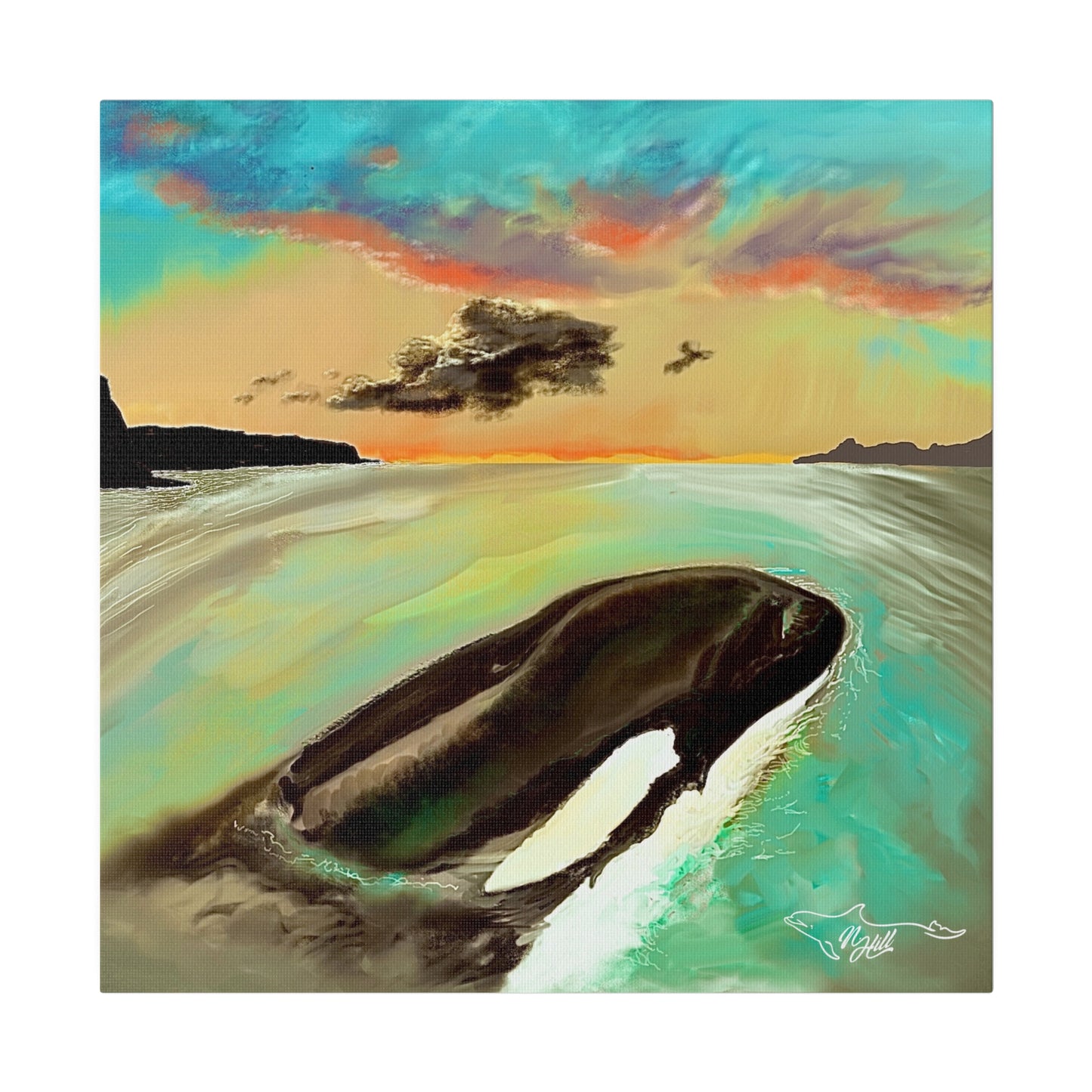 Tokitae/ Lolita Orca Matte Canvas, Stretched, 0.75"