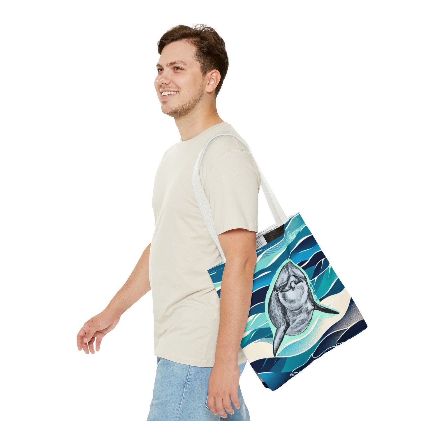 Curious Dolphin Tote Bag (AOP)