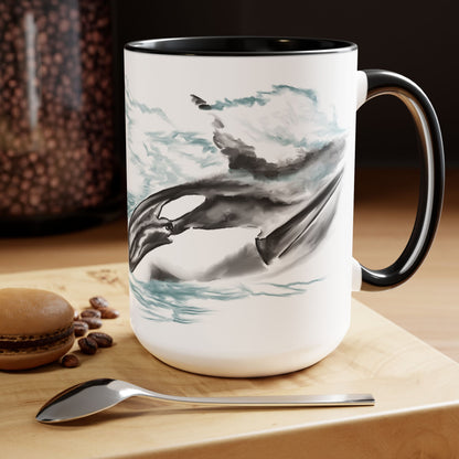 Orca Whale Two-Tone Coffee Mugs, 15oz