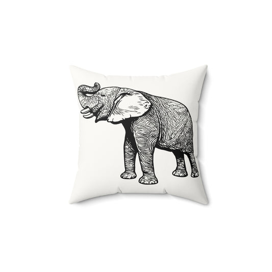 Elephant Bull Faux Suede Square Pillow