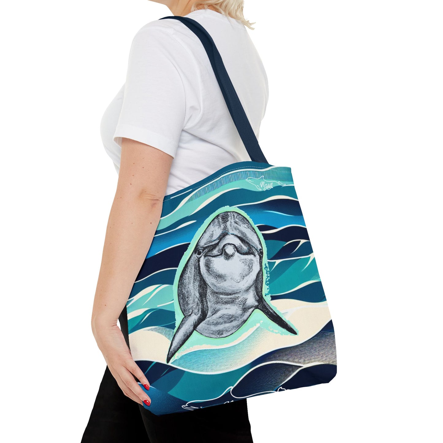 Curious Dolphin Tote Bag (AOP)