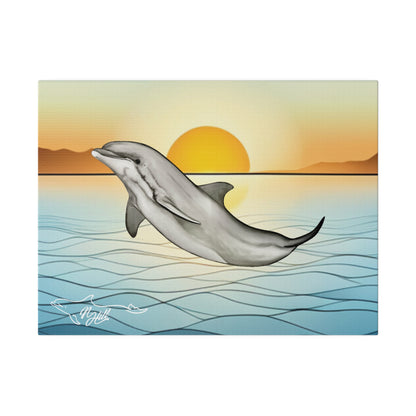 Dolphin Matte Canvas 12" x 9", Stretched, 0.75"