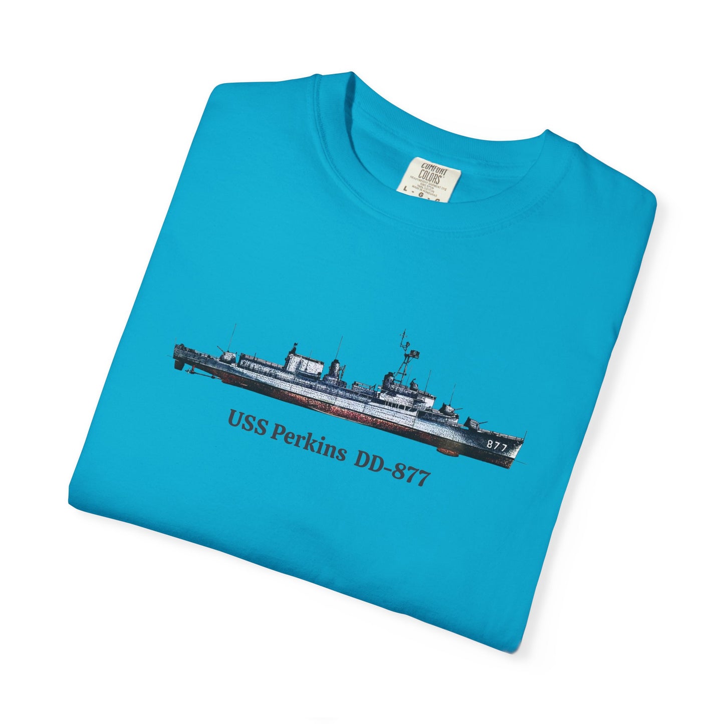 USS Perkins DD-877 Unisex Garment-Dyed T-shirt