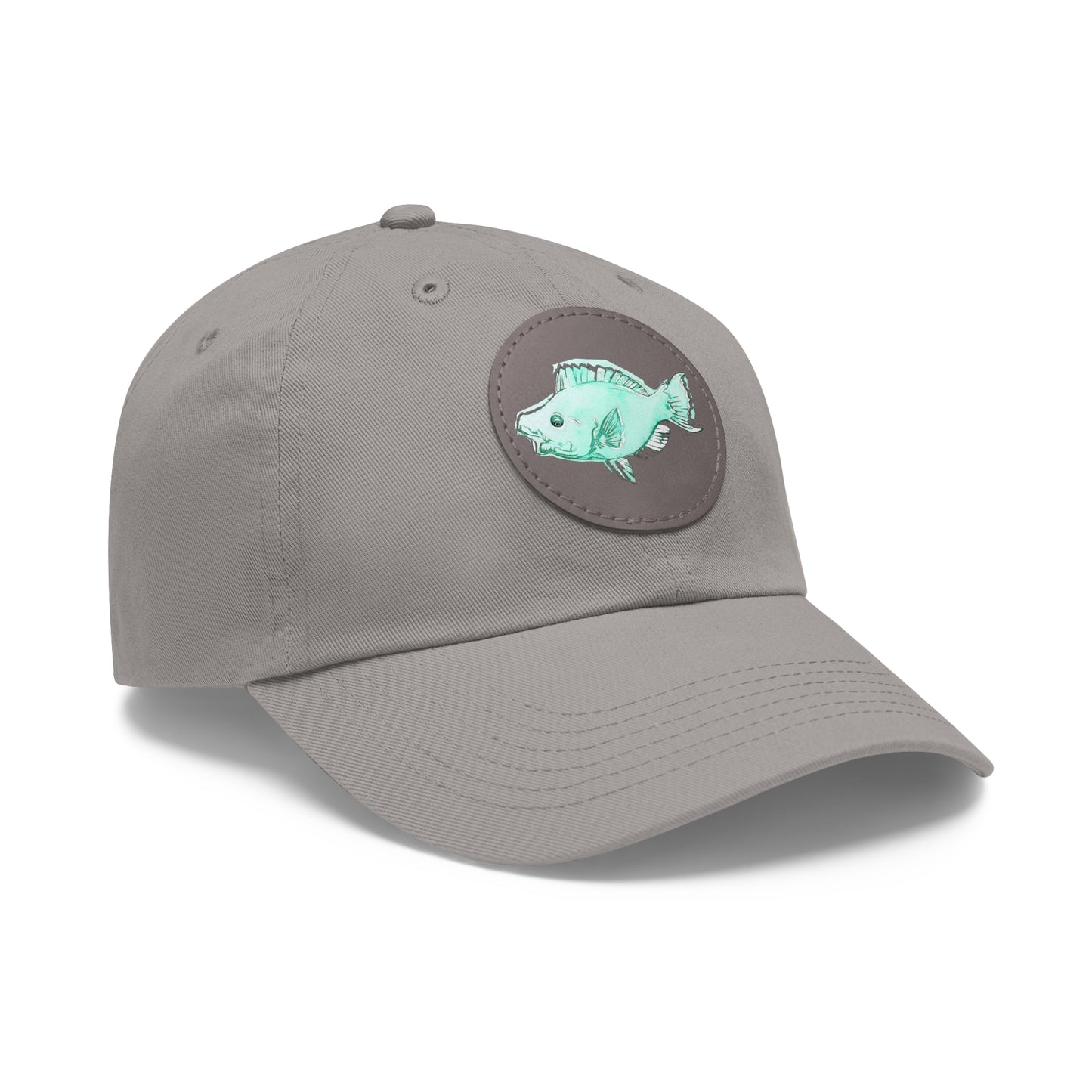 Blue Parrot Fish Hat with Leather Patch (Round)