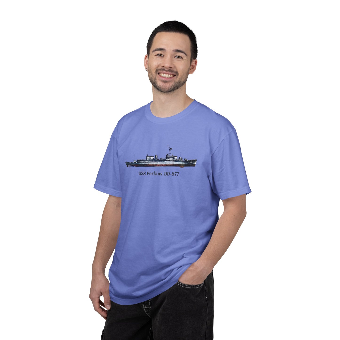 USS Perkins DD-877 Unisex Garment-Dyed T-shirt