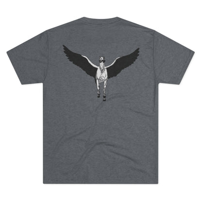 Pegasus in Sunglasses back print Unisex Tri-Blend Crew Tee