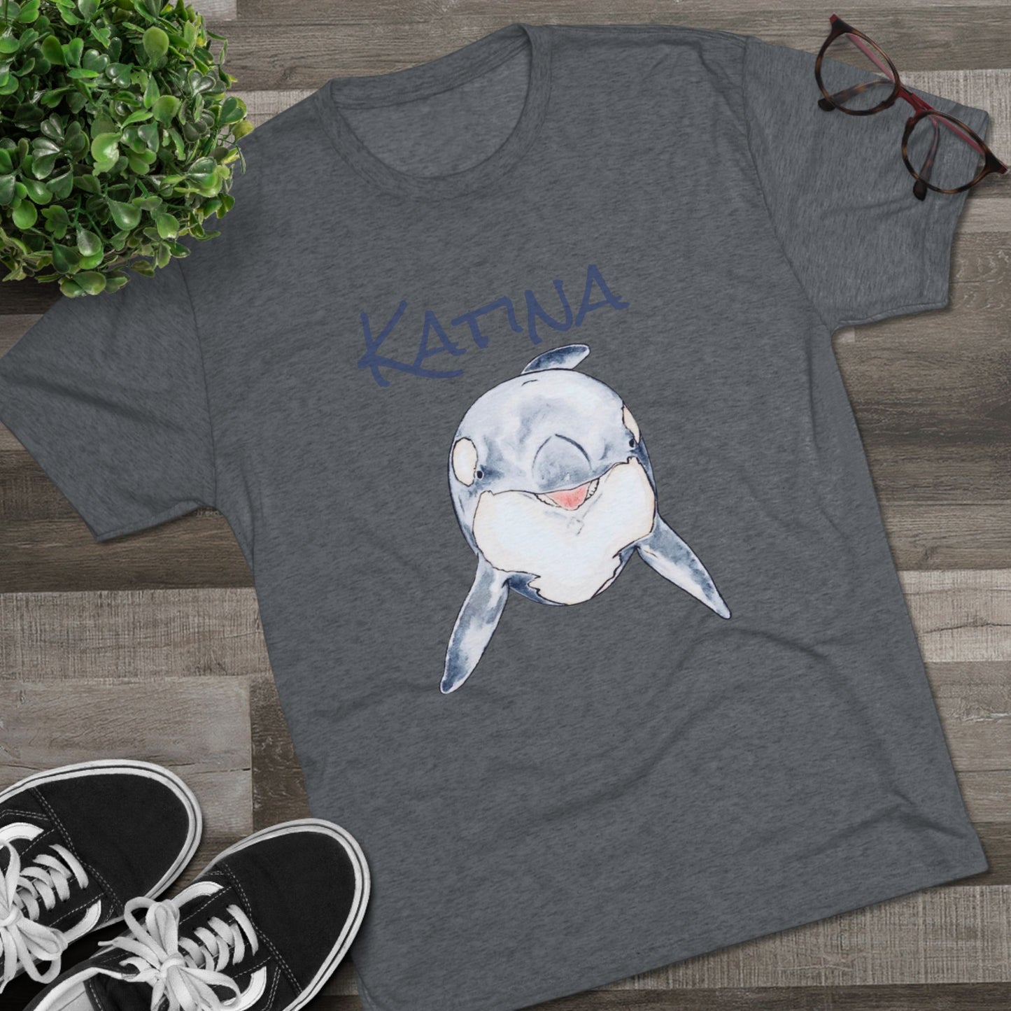 Katina Orca Whale Unisex Tri-Blend Graphic Crew Tee