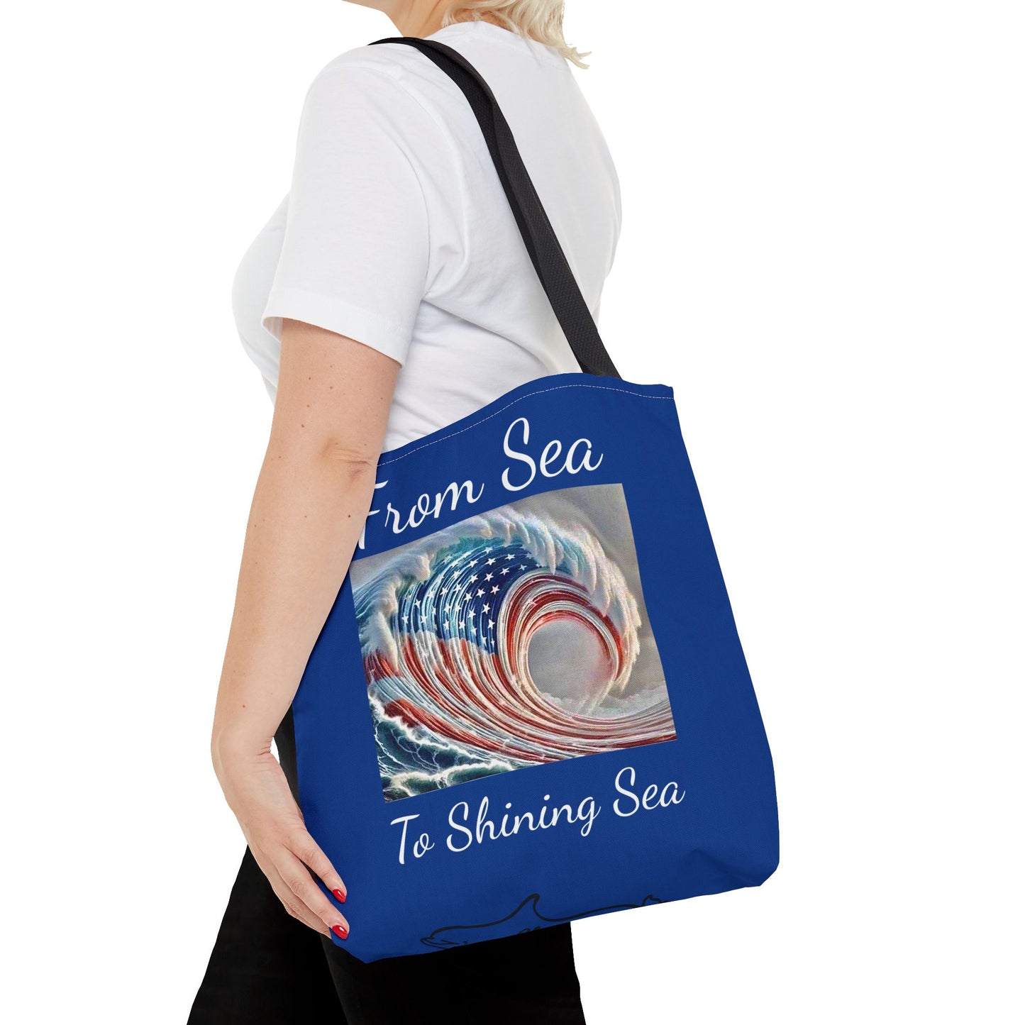 Flag Navy Blue Ocean Tote Bag (AOP)