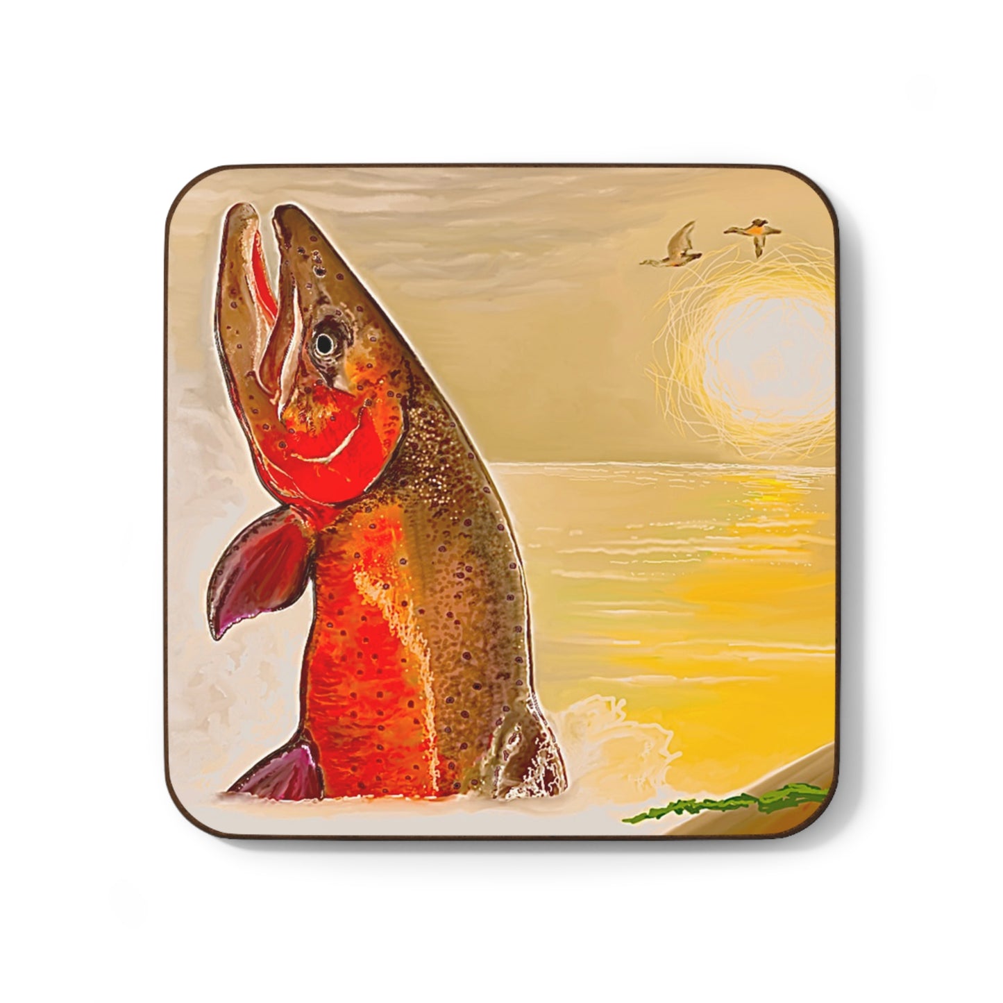 Cutthroat Trout Hardboard Back Coaster