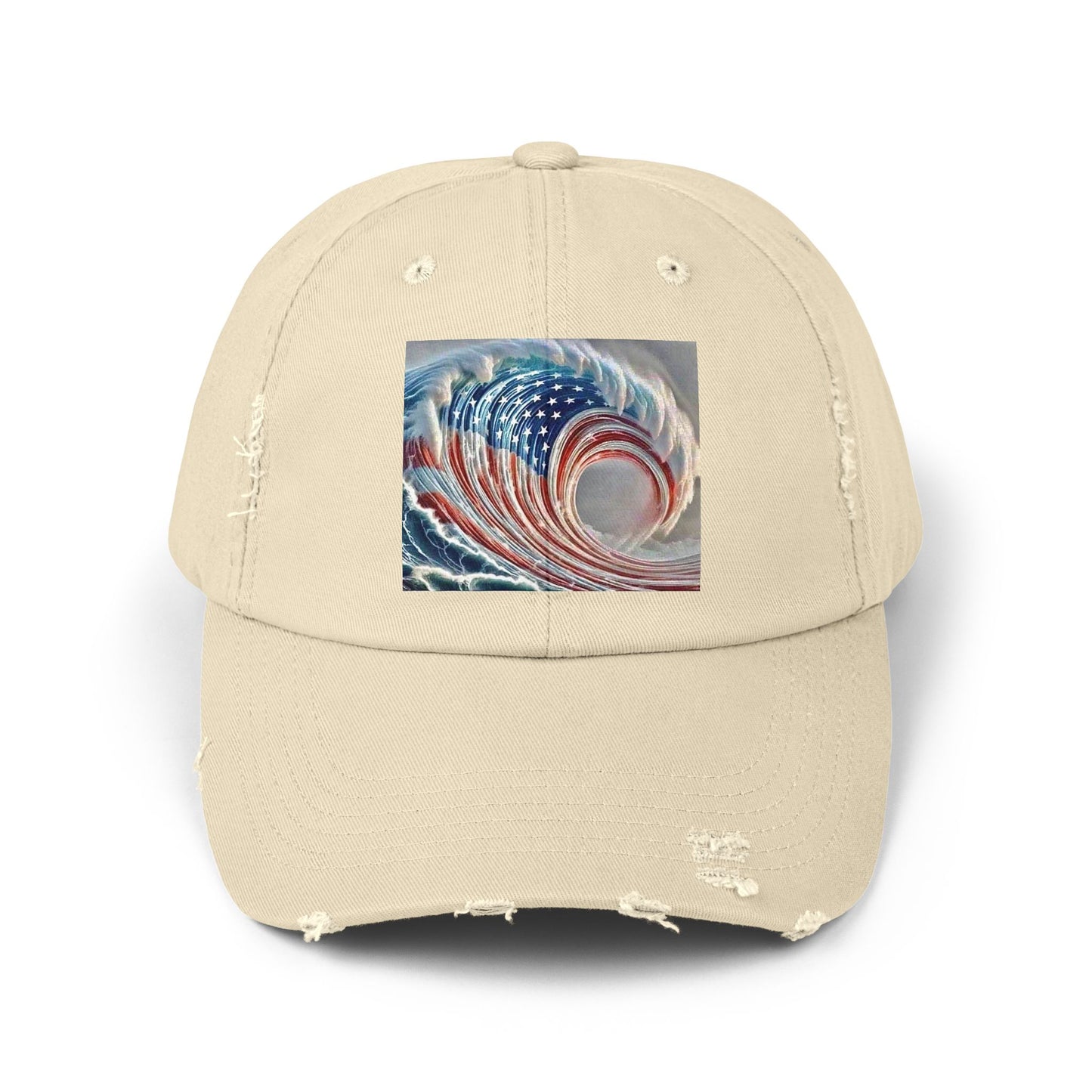 Flag Ocean Wave Unisex Distressed Cap