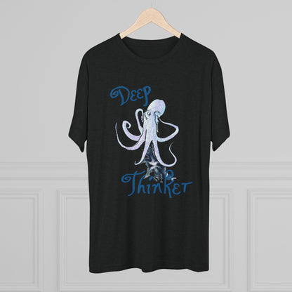 Deep Thinker Octopus Unisex Tri-Blend Crew Tee