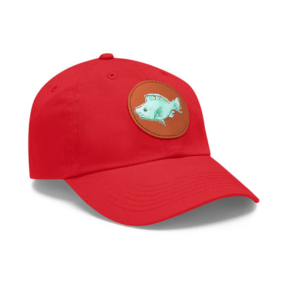 Blue Parrot Fish Hat with Leather Patch (Round)